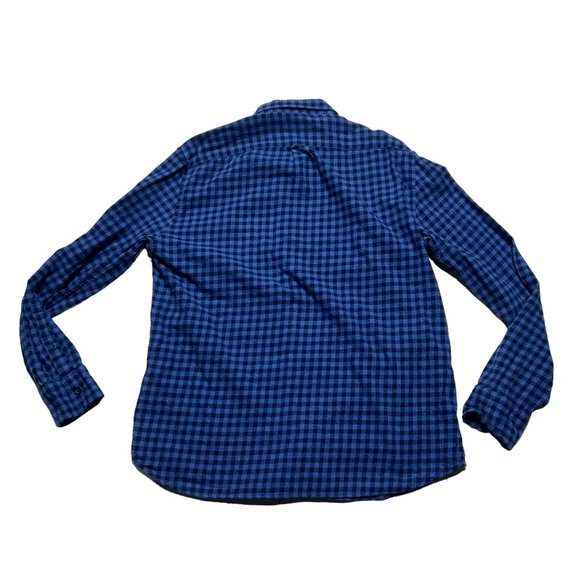 J. Crew Flannel Shirt Mens XL Slim Fit Blue Check Button Up Long Sleeve Casual - Picture 3 of 9